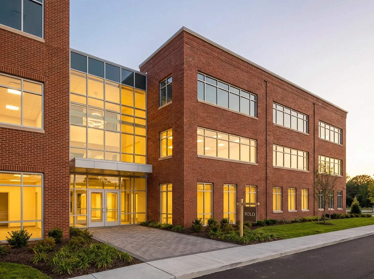 Well-maintained commercial building at golden hour